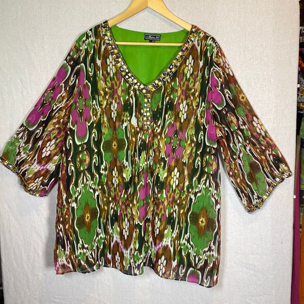 Plus Size Beaded Top 3X Boho Fairy Vintage Y2K